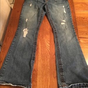 100% cotton denim Skinny Flare Destroyed Jeans